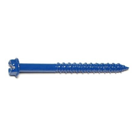 Midwest Fastener Masonry Screw, 1/4" Dia., Hex, 2 3/4 in L, Steel Blue Ruspert, 10 PK 63504